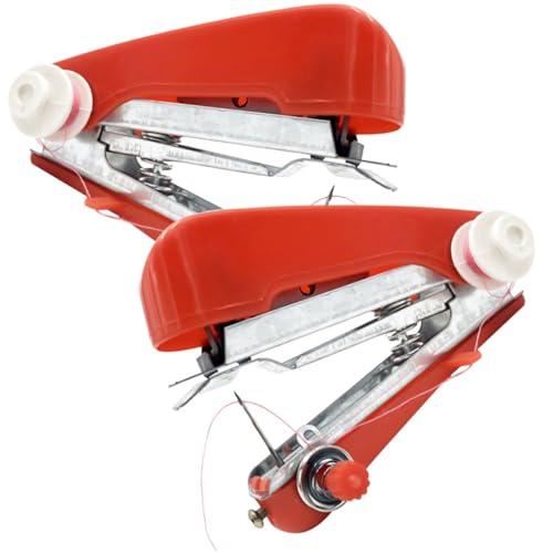 HORIALENCE Mini Máquina de Coser Portátil Inalámbrica Roja, Alta Performance, Material Plástico y Metal, Pack de 2 Unidades para Costura en Casa y Viajes
