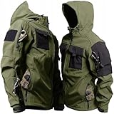 Chaquetas Tácticas For Hombre, Chaqueta con Funda Suave De Piel De Tiburón, Impermeable, Polar, Cálido, Abrigos Multibolsillos For Motocicleta(Green,L)