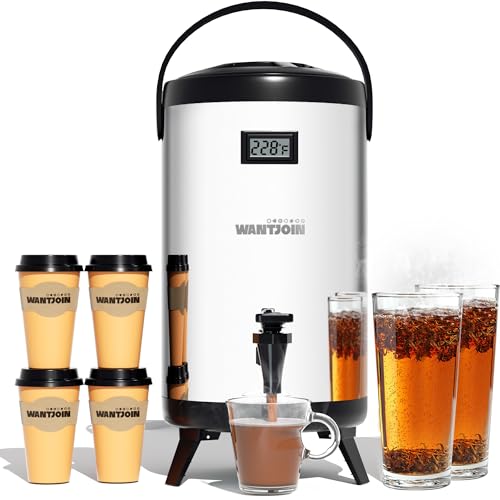 Comparison: Best Hot Water Dispenser For Tea 4 WantJoin Insulated Beverage Dispenser-75 Cup Hot&Cold water Urn for Catering-Stainless Steel Premium 12 L/3.2 Gallon Hot Drink Dispenser with Spigot for Coffee & Hot tea,Cold Milk,Water,Juice(Silver)