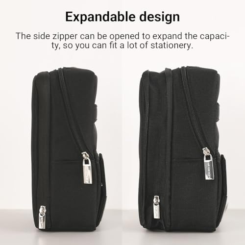 Image of KOKUYO Pencil Case Pouch, Standing Pen Pouch Bag, Foldable Magnetic Stand up Phone Pencil Holder Organizer, Large Capacity Portable Pencil Box for Office, Home & College Use. (Mag Critz Neo - Black)