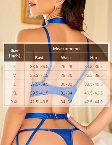 Image of Avidlove Garter Lingerie Sets for Women Sexy with Removable Choker Floral Embroidered Underwire Lingerie (No Stockings)