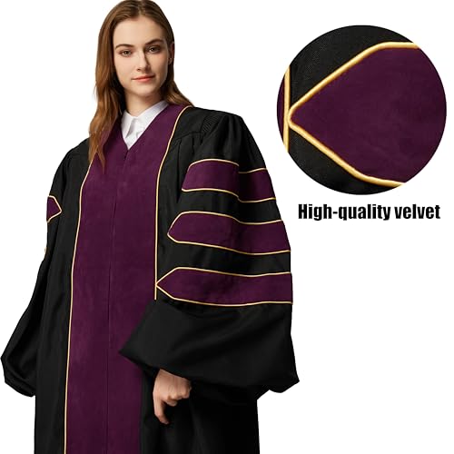 Image of MyGradDay Unisex Deluxe Graduation Doctorate Robe with Gold Piping Available for Customization