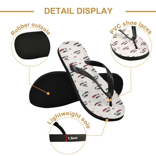 ALAZA Falg Racing Cars Flip Flops for Women Fashion Beach Slippers Comfort Mens Flip Flops Non-Slip Rubber Shower Slippers Sandal for Hotel Travel Sport,XS3