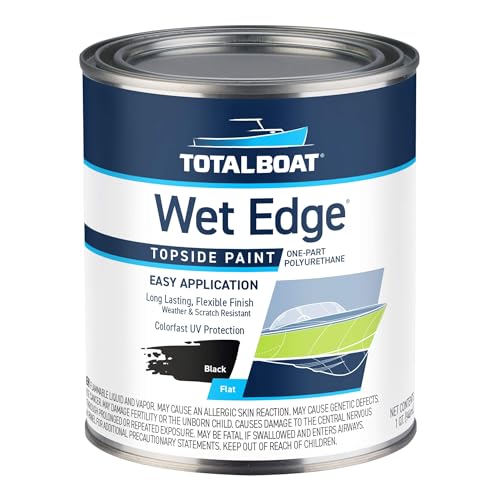 TotalBoat Wet Edge Topside Marine Paint Premium Polyurethane Coating for Boats, RVs, Exterior Trim, Fiberglass, Metal, and Wood (Flat Black, Quart)