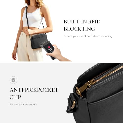 Image of befen Anti-theft Crossbody Bag for Women Genuine Leather, Small Cross Body Shoulder Handbags with RFID Card Slots