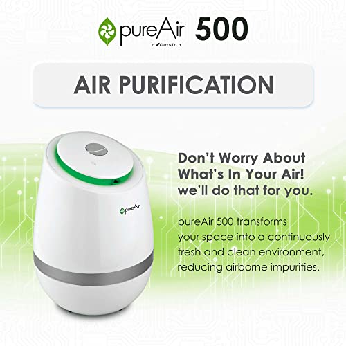 Greentech Environmental pureAir 500 - Portable Air Purifier and Air Cleaner, Air Purifiers for Home, Office, and Bedroom, For Spaces Up to 500 Square Feet, Neutralizes Tough Odors, Easy Set Up