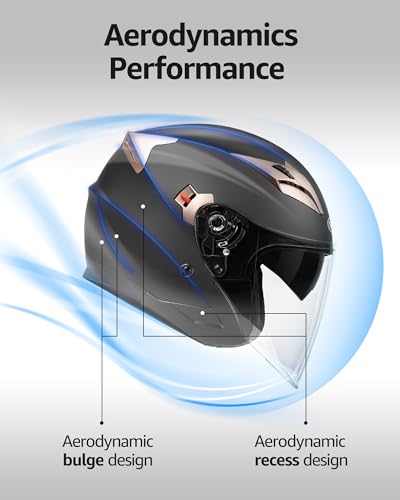 image for Motorcycle Open Face Helmet DOT Approved - YEMA Helmet YM-627 Motorbik
