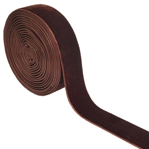 Qingxii Decorr Wedding Christmas Valentins Day Gift Box DIY Craft Decor Velvet Ribbon (Coffee 1x2Yards)