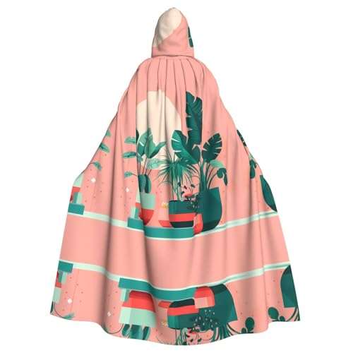 WHJSSF Hermosa capa con capucha para adultos con estampado de plantas verdes en maceta, súper grande, sin cremallera