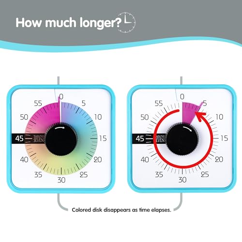 Visual Timer 7.5 inch; 60 Minute 1 Hour Countdown Timer for Kids Classroom Teaching Tool Home Office Meeting, Mechanical Countdown Clock for Exam Time Management Magnetic, Sky Blue with Colorful Disc - Image 6