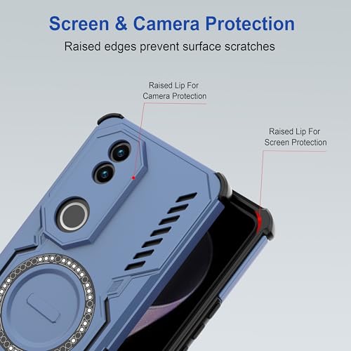 Image of Zapcase Back Case Cover for iQOO Z10R | MagSafe Case with Built-in Metal Ring | Supports MagSafe Charger, Wallet & Car Mount | Shockproof Hybrid PC + TPU | Blue