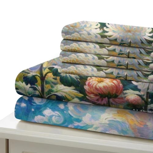 Housse de couette microfibre douce chrysanthème 3D lit 260x220 cm - 6