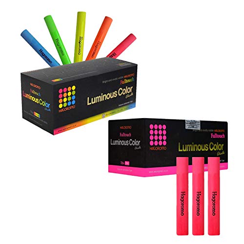 HAGOROMO Fulltouch Luminous (5 Colors mix 72pcs) & Fulltouch Luminous 72pcs Chalk (Luminous 5-color mix chalk + Luminous Pink)