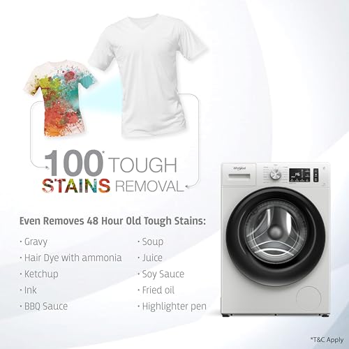 Image of Whirlpool 7 Kg 5 Star Inverter Front Load Fully Automatic Washing Machine with In-Built Heater (XS7010BWW52E, Crystal White, 100+ Tough Stains, Steam Technology, 6th Sense Soft Move, 2024 Model)