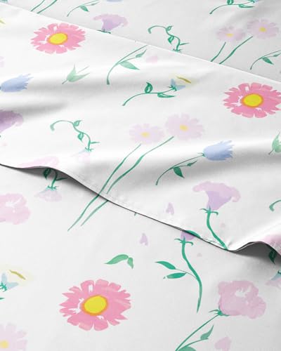 Image of Kids Queen Size Flowers Bed Sheets - 4 Piece Kids Flowers Sheet Set | Flowers Themed Bedding, Ultra-Soft, Cute & Cozy, Breathable & Machine Washable, Bed Set for Boys, Girls & Teens, Breathable