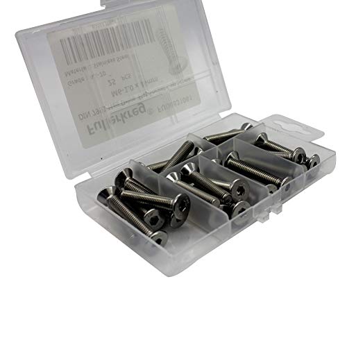 Image of Fullerkreg 18-8 Stainless Steel Hex Drive Flat Head Screw M5 x 0.8 mm Thread, 35 mm Long,Packs of 25