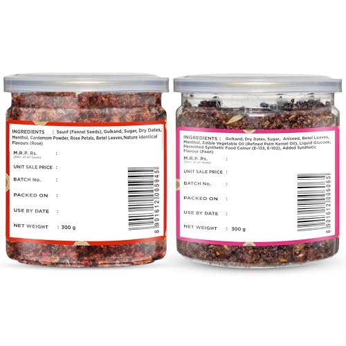 Delight Foods Calcutta Meetha Paan Without Supari & Shahi Gulkand Mukhwas Mouth Fresheners, 600grams (300gm each) | Sweet Paan Hygienically Packed Traditional Mukhwas | Mouth Freshener