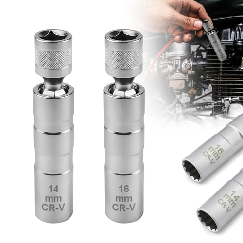 Egyndior 2 chiavi per candele di accensione da 14 mm e 16 mm, chiave per candela, connettore magnetico per candele di accensione, dado da 3/8 pollici, strumento di smontaggio per la riparazione auto
