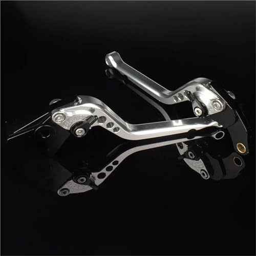 Kupplungshebel Set Motorrad-Kupplungs- Und Bremshebel Für Suzuki SV650 SV650S SV 650 1999-2009, Verstellbar, Aus Massiver Aluminiumlegierung Griff Bremshebel Motorrad(Silber)