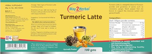 Image of Way2Herbal Turmeric Latte /Haldi Milk Powder | Golden Turmeric Latte Mix - 100 gms - Pack of 2