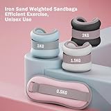 Ankle Weights 0.5kg-2kg Adjustable Neoprene Pair for Women Men, Pilates Fitness Running Walking Gym Strength Training, Wrist & Leg Sandbag Weights Set (Black - 4kg（2kg*2）) - Image 7