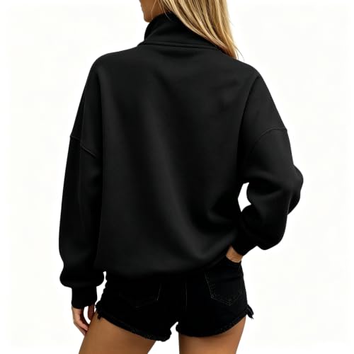 Oversized Sweatshirt for Women Quarter Zip Fleece Mock Neck Pullover Shirt - image 5