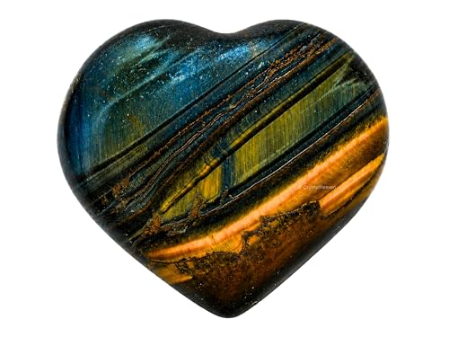 Image of Crystal Heaven Multi Tiger Eye Crystal Heart Palm Pebbles Stones For Anxiety Stress Relief Massage - Aaa Grade Original Healing Gemstone Agate Heart Palm Stone For Yoga Meditation Spiritual