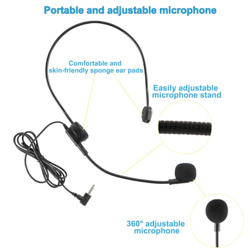 EXMAX 3 pcs 3.5mm Headset Microphone Flexible Wired Boom for Belt Pack Mic Systems Tour Guide System Voice Amplifier Teachers Speaker Coach - 3 Pack miniatura 6