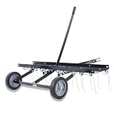 Ningering 40inch Tow Behind Dethatcher,Lawn Sweeper Garden Grass Tractor Rake Removes Thatch from...