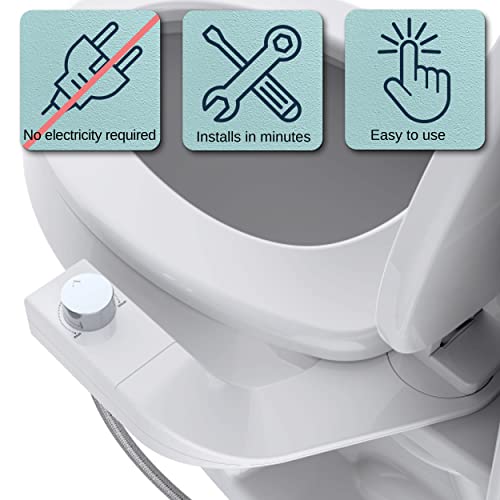 Upgrade Your Bathroom Experience With Addot Ultra-Slim Bidet Attachment For Toilet - Easy Left/Right Hand Installation, Dual Nozzle (Feminine/Posterior Wash), Adjustable Water Pressure, Non-Electric #TOP1