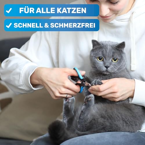 BluePet Mini Krallenschere für Katzen, Hunde, Kaninchen & Welpen I Einfach & Sicher bei engsitzenden Katzenkrallen I Kleiner Krallenschneider & Nagelschere I Nagelschneider + Krallenpflege Tier