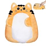 SuzziPad Microwavable Heating Pad – Cute Cat Plush Stuffed Animal for Menstrual Cramps & Period Comfort, Unscented Heat Pad for Women & Girls, Hot Pack with Washable Cover（Yellow）