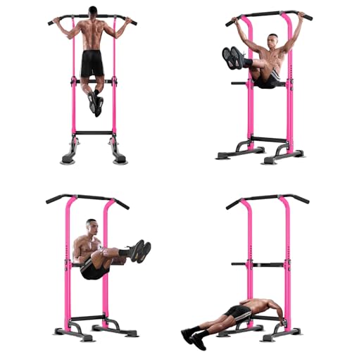 Image of SogesPower Power Tower Dip Station Pull Up Bar for Home Gym Adjustable Height Strength Training Workout Equipment,Pull Up Bar Station