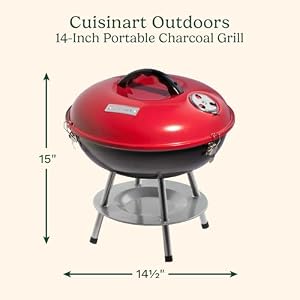 Cuisinart Charcoal Grill, Portable Tabletop Design, Locking Lid, 14" — photo 2 of 6