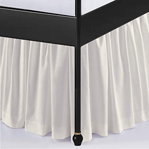 Ruffled Bed Skirt with Split Corners Three Side Coverage-Full Size Dust Ruffles Bed Skirts 16 Inch Drop Expertise Tailored Fit Wrinkle Free Bed Skirt Dust Ruffle (Full 16 Drop-Cream)