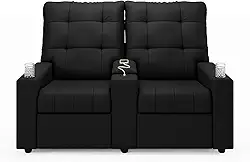 Poltrona do Papai Reclinável Sala de Cinema Palace 2 Lugares Manual Baú USB Veludo Preto G23