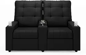 Poltrona do Papai Reclinável Sala de Cinema Palace 2 Lugares Manual Baú USB Veludo Preto G23