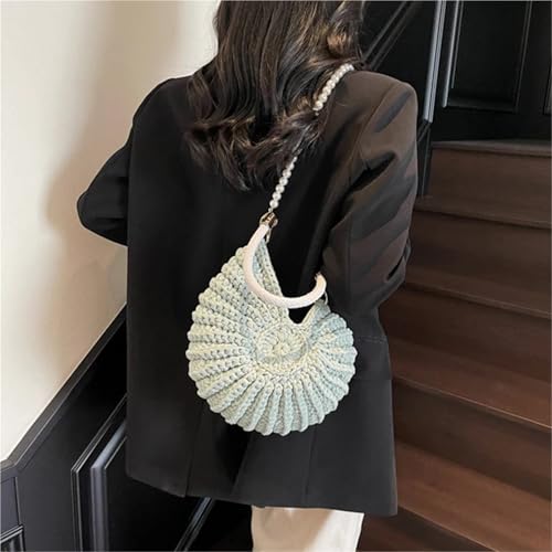 Conch Woven Bag Fashion Creative Design Pearl Chain Versatile Leisure Seaside Holiday Commuting Shoulder Messenger Bag4