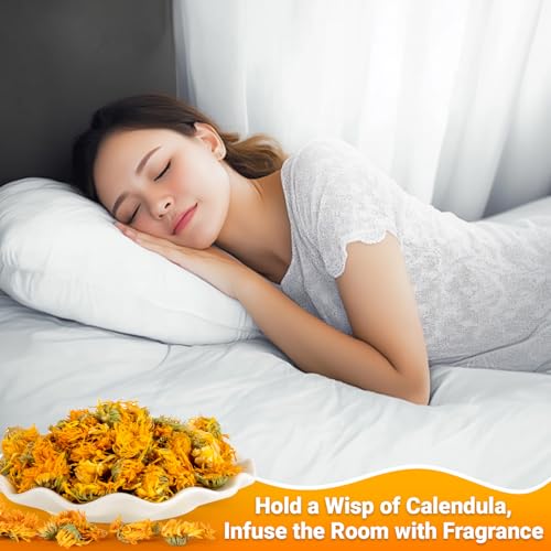 Image of Sukh Dried Calendula - Natural Flowers and Herbs 3oz Bulk Calendula Officinalis Marigold Flowers for Soap Making,Candle,Bath Bombs,Sachets and Wedding Home Decoration
