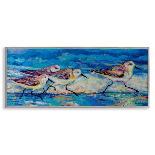 'Modern Street Style Sandpipers Walking Beach'| Framed Giclee Art