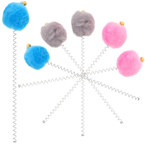 FRCOLOR 6pcs Cat Teaser Wands Cups Interactive Cat Toys for Playful Kittens Includes Springs and Bells for Exercise and Bonding