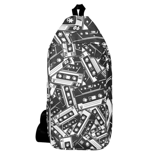 Sac à dos à bandoulière rétro multicolore cassette sans couture