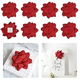 LiBongTa Red Gift Bows 8 PCS Pre-Made Self Adhesive 4.5 Inch Bows for Gift Wrapping Party Favor Bags Wedding Birthday Presents Decor Holiday DIY Crafts Event Basket Decorations