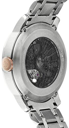 Gevril Mulberry Men's 9601B Swiss Made Automatic White Textured Dial Open Heart Exhibition Case Back Silver Bracelet Watch2