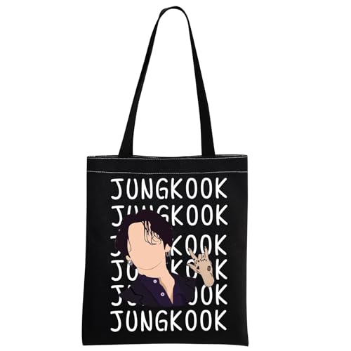 MEIKIUP Jungkook Canvas Tote Bag K-pop Men Group Bangtan Men Tote Bag JK Fans Gift Jungkook Merch K-pop Tote Bag (JK TB)