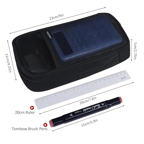 Image of Fmeida Grid Mesh Pencil Case - Upgraded 4 Compartment Pencil Pouch, Clear Adult Pencil Bag Aesthetic Marker Pouch Stationary Bag Office Organizer for College Business Travel - Black