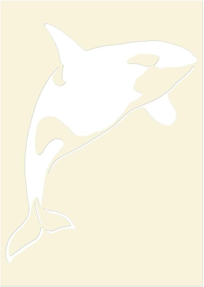 Azeeda 'Killer Whale' Reusable Stencil – Durable Decorative Template for Painting and Spraying on Walls, Tiles, Wood, Fabric & Craft Projects - XXL (A2) (WS00016370)