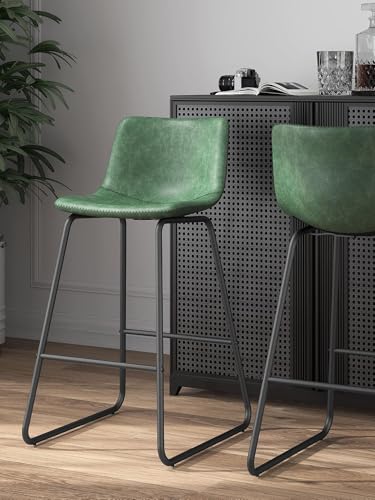 Image of 26in Bar Stools Counter Height Chairs Set of 3 (Green)