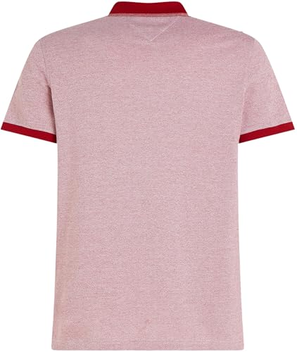 Tommy Hilfiger Men Polo Shirt Mouline Tipped Short-Sleeve Slim Fit, Red (White / Arizona Red Mouline), 3XL