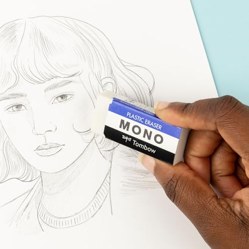 Image of Tombow 57324 MONO Eraser, White, Medium, 3-Pack. Cleanly Removes Marks